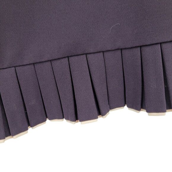 Vintage 80s Petite Skirt 10 Purple Pleated Ruffle Pink‎ Trim Trumpet Career Work - Picture 2 of 10